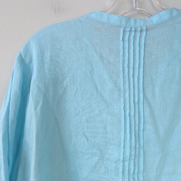 Lilly Pulitzer Aqua Blue Linen Sarasota Tunic Top - Picture 9 of 10
